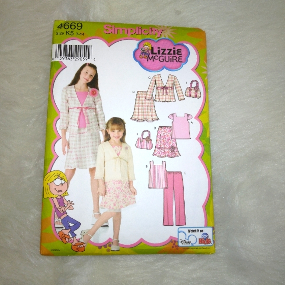 SIMPLICITY 4669 Sz 7-14 Disney Lizzie McGuire Girl's separates
